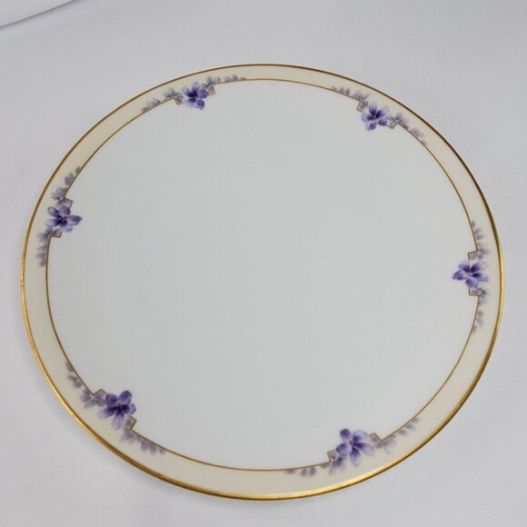 Antique Lucin Dwiht 1913 Porcelain Dinner Plate With Violet Floral & Gold Trim - Picture 10 of 11